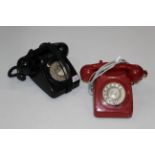 Two vintage rotary dial telephones