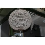 Spherical metal and glass ceiling light fitting with bead decoration