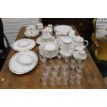 A quantity of Paragon china Belinda pattern dinner and coffee ware plus various glassware