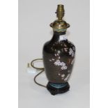 Cloisonne electric lamp on wooden base