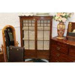 Edwardian mahogany inlaid china display cabinet, height 174 cm,