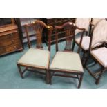 Pair of 19th century oak splat back dining chairs