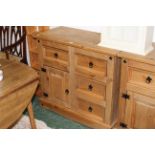 Mexican pine chest with 4 drawers and cupboard,