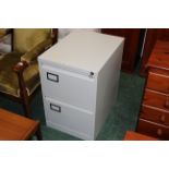 Two drawer metal filing cabinet with key