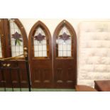Pair of stained glass arched doors,