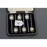 Cased set of six Sheffield silver teaspoons