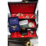 Jewellery box of costume jewellery, necklaces,