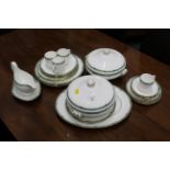 Wedgwood Jade pattern bone china part dinner service, tureens, dinner plates, coffee cans,