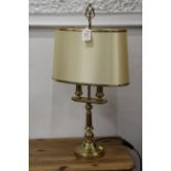 Brass table lamp and shade,