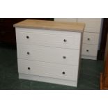 Modern white 3 drawer chest of drawers,
