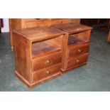 Pair of pine two drawer bedside chests,