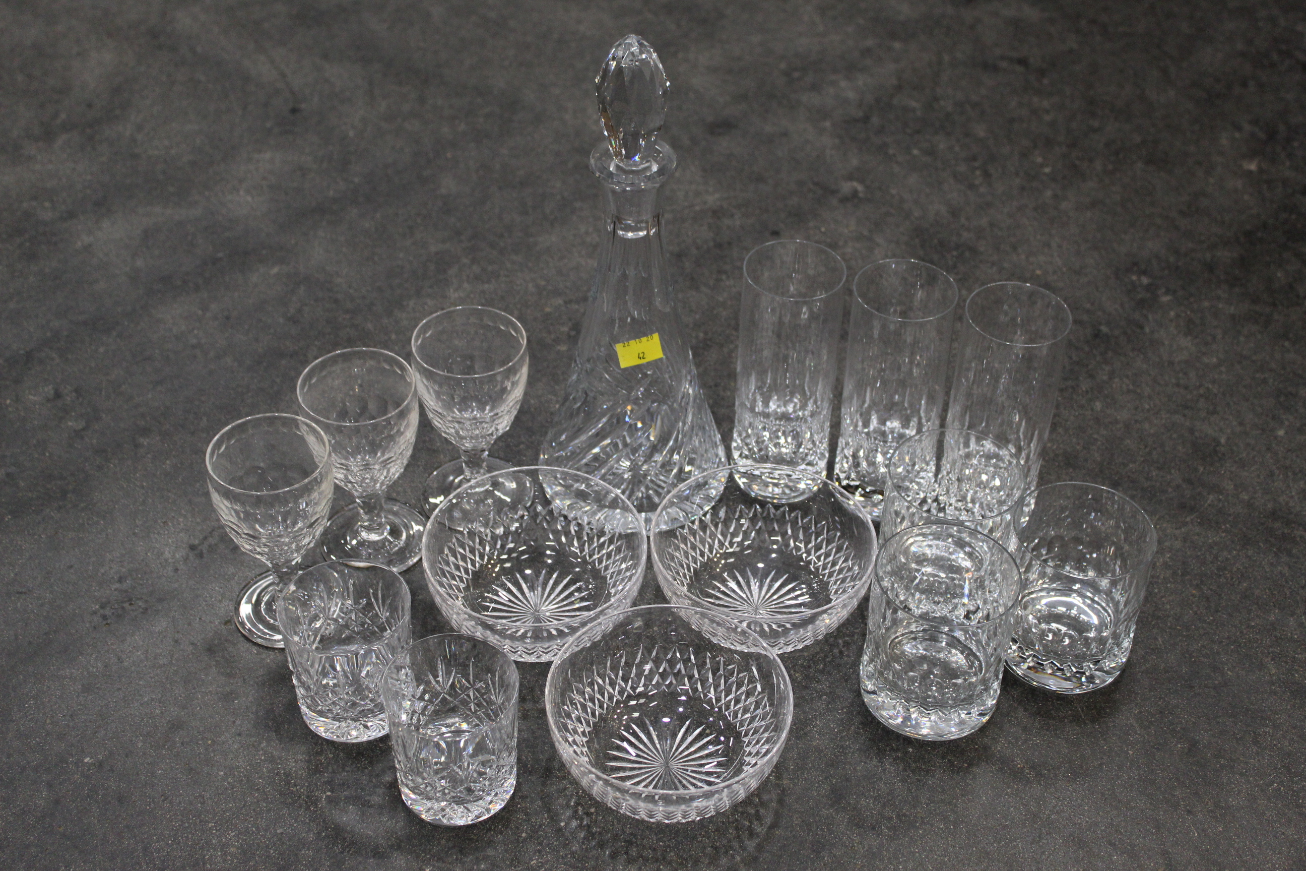 Edinburgh Crystal decanters, wine glasses, tumblers,