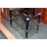 Three tier glass and chrome TV stand