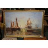 Ship scene oil painting signed Baillie
