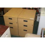 Two 3 drawer wooden filing cabinets