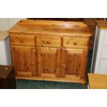 Modern pine sideboard with 3 drawers and 3 cupboards, height 84 cm,