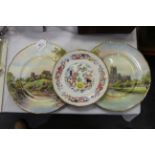 Two Royal Worcester dinner plates, Bothwell Castle and Wells Cathedral,
