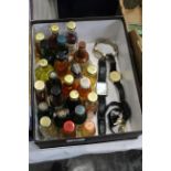 Box of 23 miniatures, Bells Whisky, Famous Grouse, Jefferson's Dark Rum,