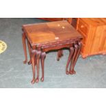 Nest of 3 mahogany reproduction tables