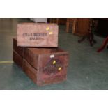 Two vintage wooden crates,