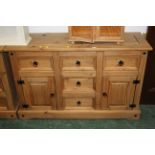 Mexican pine sideboard with 5 drawers and 2 cupboards,