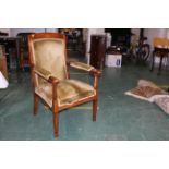 Edwardian mahogany inlaid carver armchair,