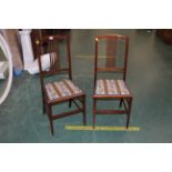 Pair of Edwardian mahogany inlaid bedroom chairs,