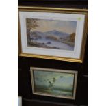 Print of ducks by J G Hatterson and William Longmire watercolour dated 1886