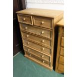 Pine 2/5 chest of drawers, height 128 cm,