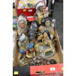 Box of native Indian figurines