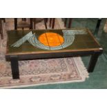 Vintage tile topped rectangular coffee table