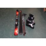 Bag of Demon Flame skis and poles (074050 159) and ski boots