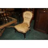Victorian walnut button back chair,