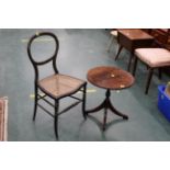 Aesthetic period bergere chair and reproduction tripod table