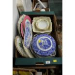 Box of decorative plates, tureen,