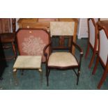 Edwardian mahogany inlaid carver chair,