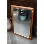 Wood effect framed bevelled edge rectangular mirror,