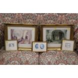 Two Russell Flint prints and three miniature prints of artists' muses