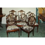 Goodall Lamb & Heighway of Manchester, 8 Hepplewhite style dining chairs (2 carvers,