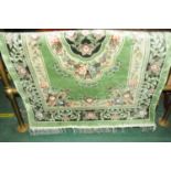 Green floral silk rug, length 187 cm,