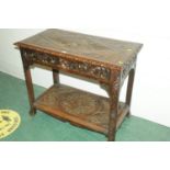 Gothic oak carved side table, height 75 cm, width 92 cm,
