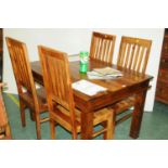 Hardwood rectangular dining table and 4 matching chairs