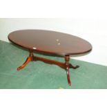 Modern mahogany oval coffee table