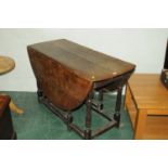 Late 19th early/20th century oak gate leg table,