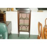 Edwardian mahogany glazed display unit with Greek key decoration and 8 panelled glazed door,