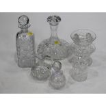 Two glass decanters and glassware