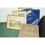 Pictures to include 2 Maysons of Keswick photographs of Windermere and square footstool