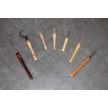 Seven woodenturning chisels by Robert Sawby & Hamlet Craft Tools