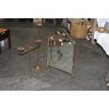 Early 20th century brass mirrored fire screen, height 80 cm,