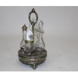 Silver plated and glass cruet set